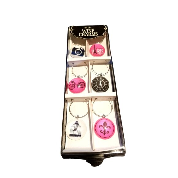 Wine charms Paris Camera Tower Clock Bike Clock Bird Cage Flu De Leis - Picture 5 of 6